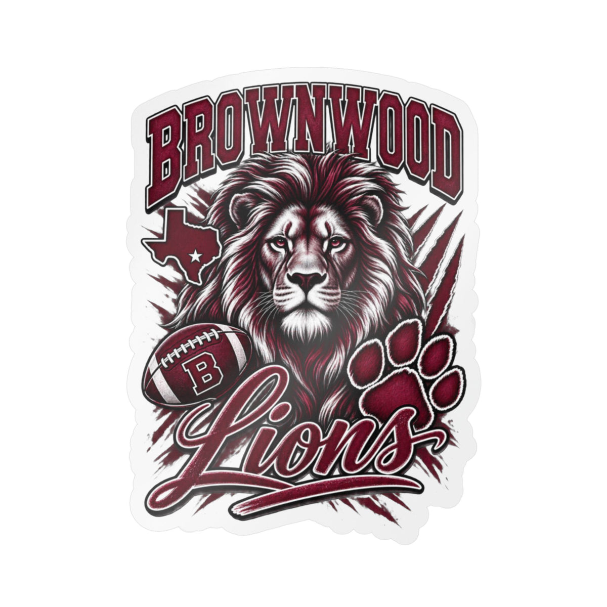 Brownwood Lions Kiss-Cut Vinyl Decals