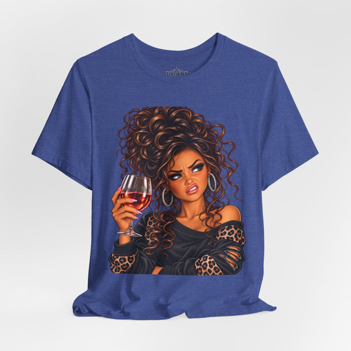 Curly Hair Wine Lover Graphic T-Shirt