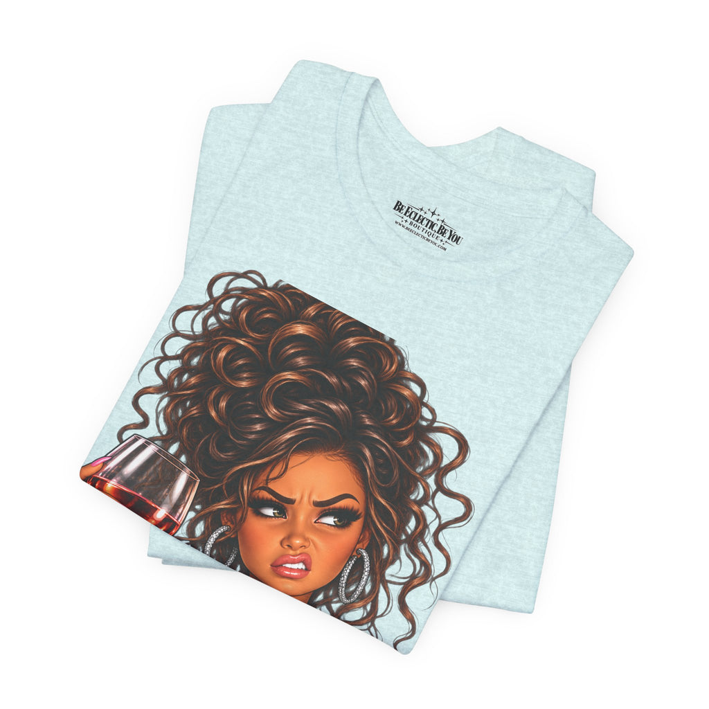 Curly Hair Wine Lover Graphic T-Shirt