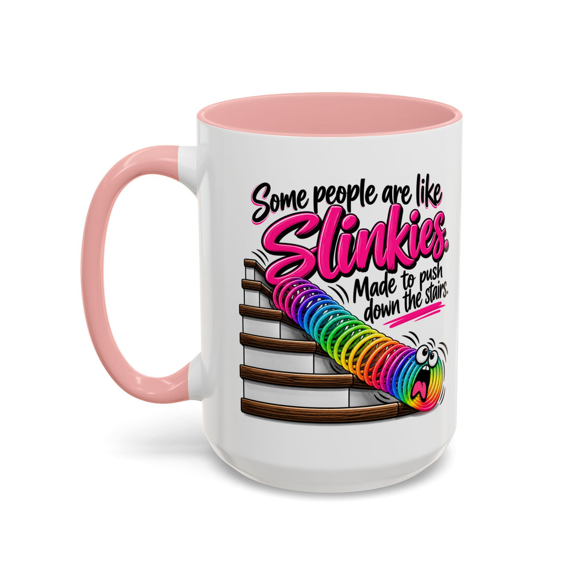 Funny 'Some People Are Like Slinkies' Accent Coffee Mug – Humorous Rainbow Slinky Gift