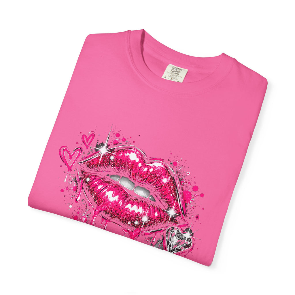 Graphic T-Shirt — Pink Lip Art & 'Backup!' Slogan Tee