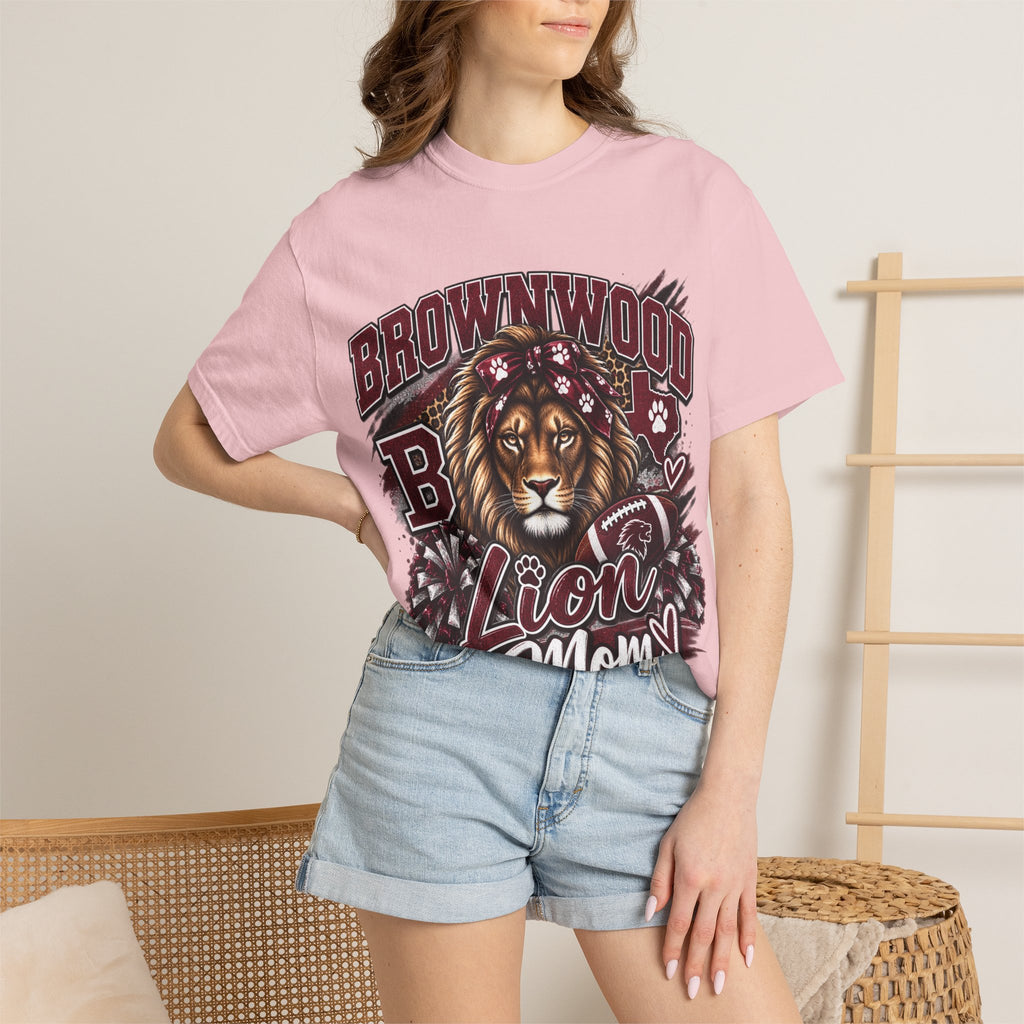 Brownwood Lion Mom T‑Shirt — High School Mascot Football Mom Tee