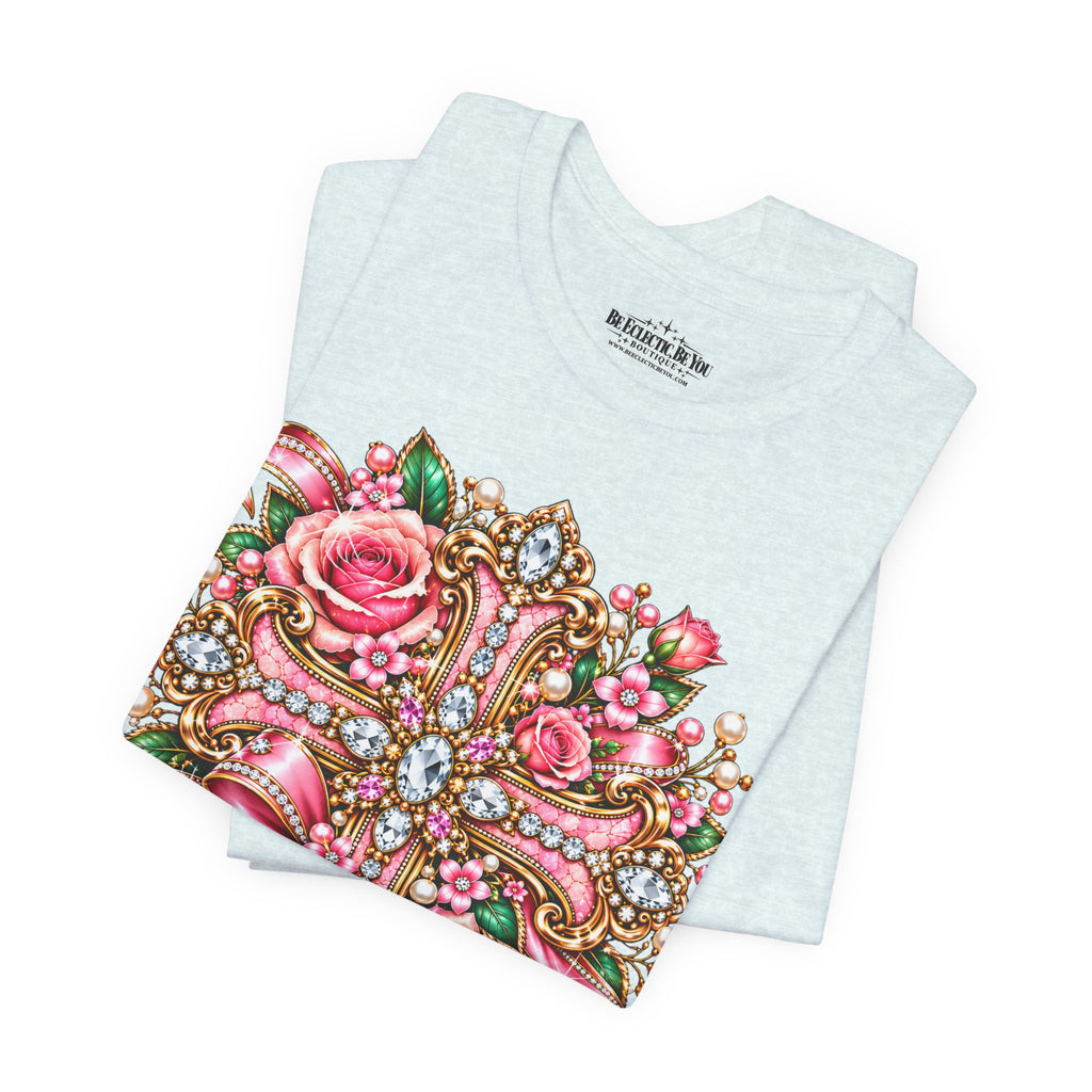 Ornate Floral Cross Rose Tee