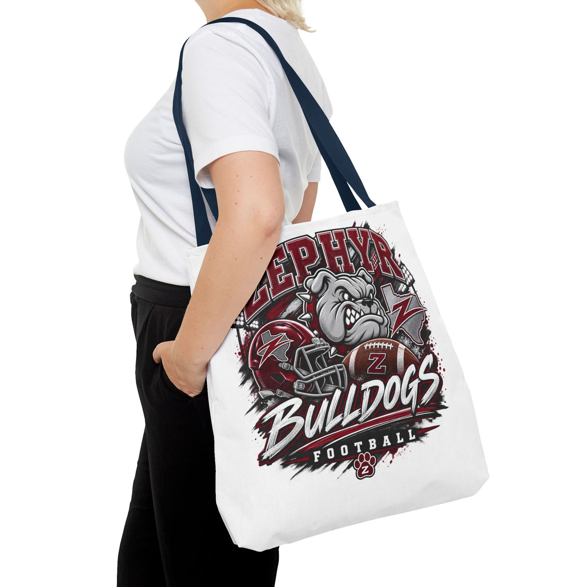 Bulldogs Football Tote Bag — Zephyr Mascot Collegiate Game Day Tote