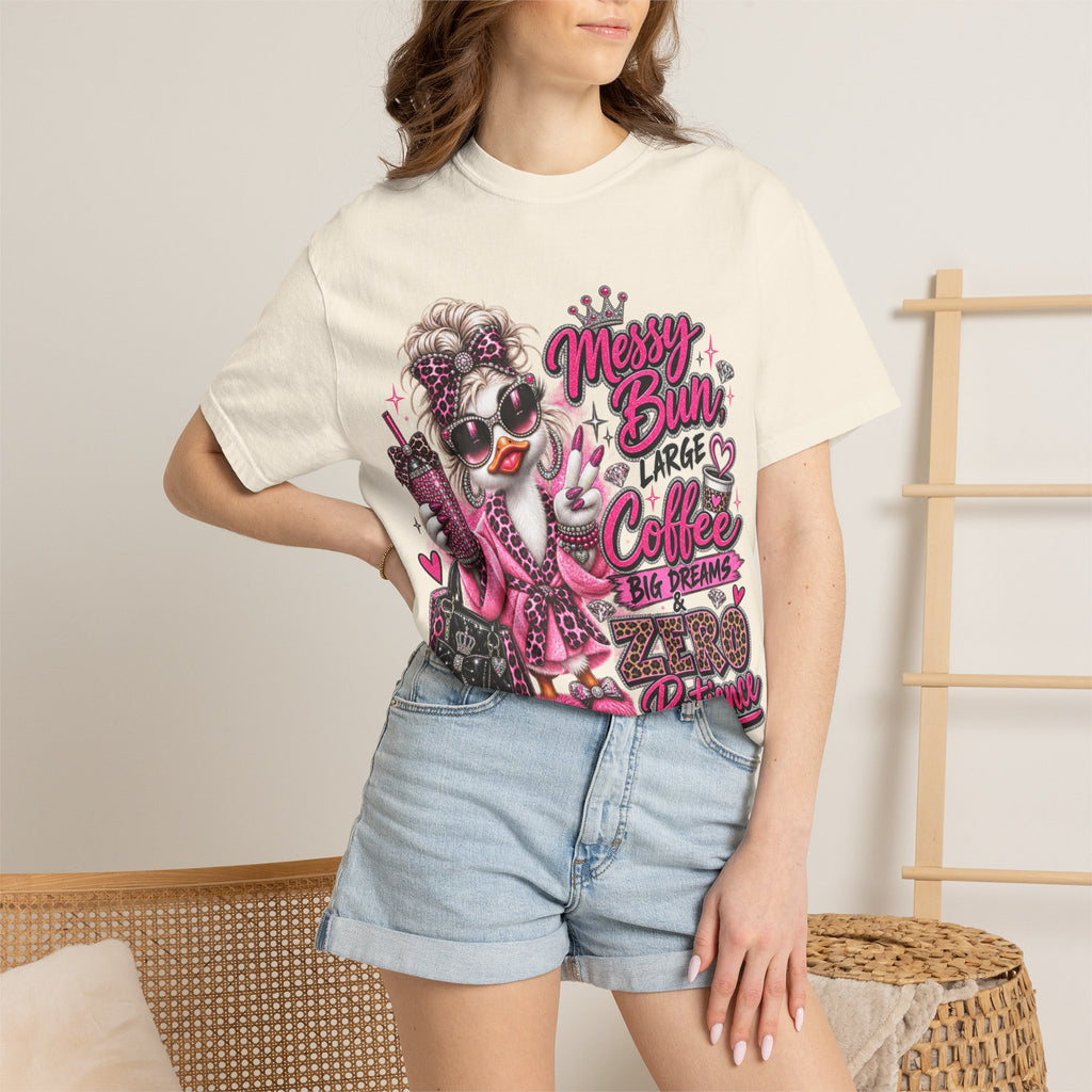Messy Bun, Big Coffee, Zero Patience T-Shirt — Funny Graphic Tee for Moms & Busy Women
