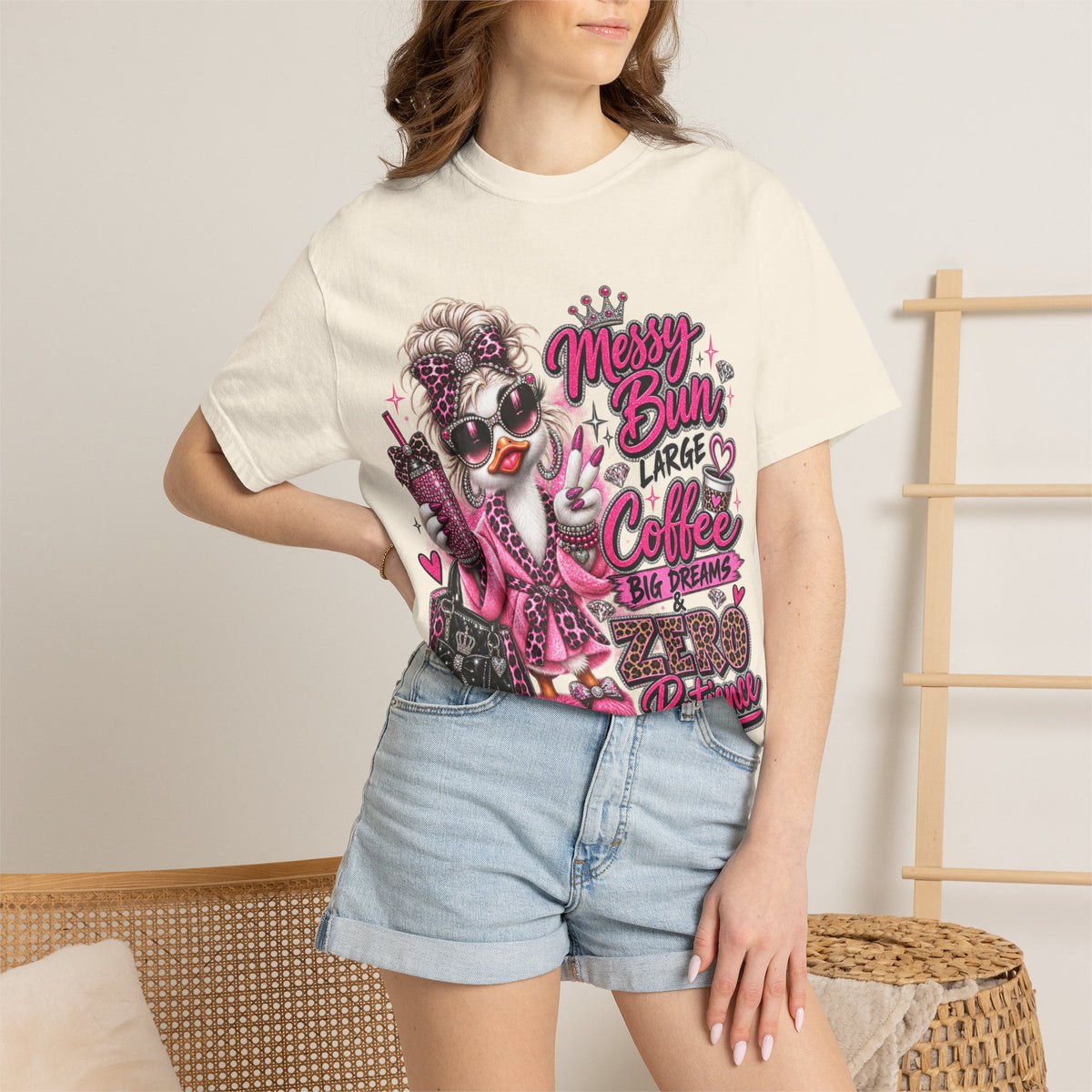 Messy Bun, Big Coffee, Zero Patience T-Shirt — Funny Graphic Tee for Moms & Busy Women