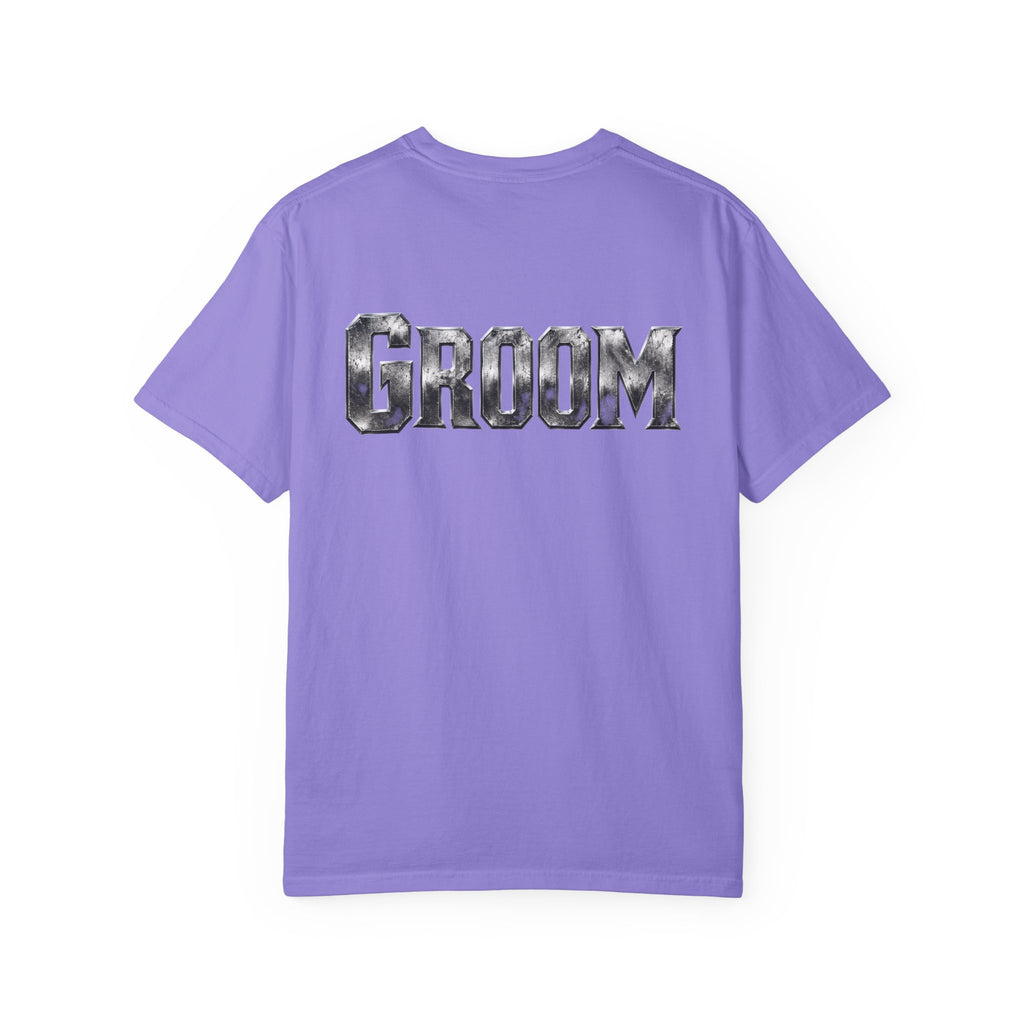 Groom Graphic T-Shirt — Metallic Lettering Wedding Tee for Grooms