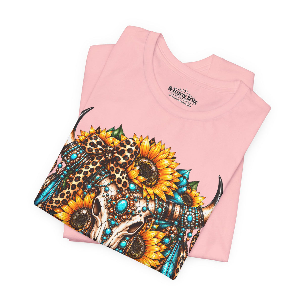 Boho Buffalo Skull Sunflower T-Shirt