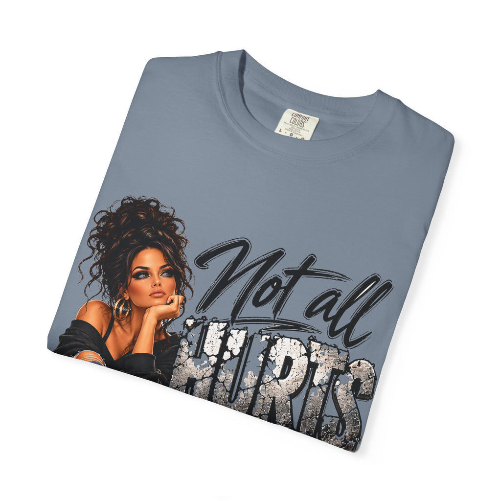 T-Shirt — "Not All Hurts Can Be Photographed" Graphic Tee (Sad Girl Illustration)