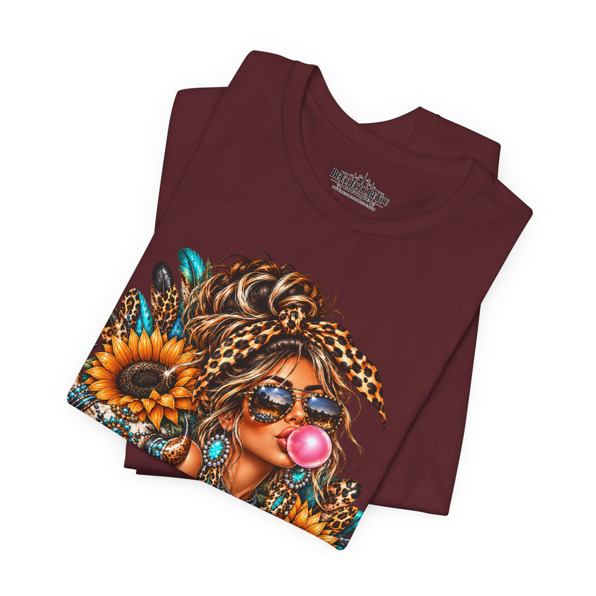Boho Woman with Sunflowers Graphic T-Shirt