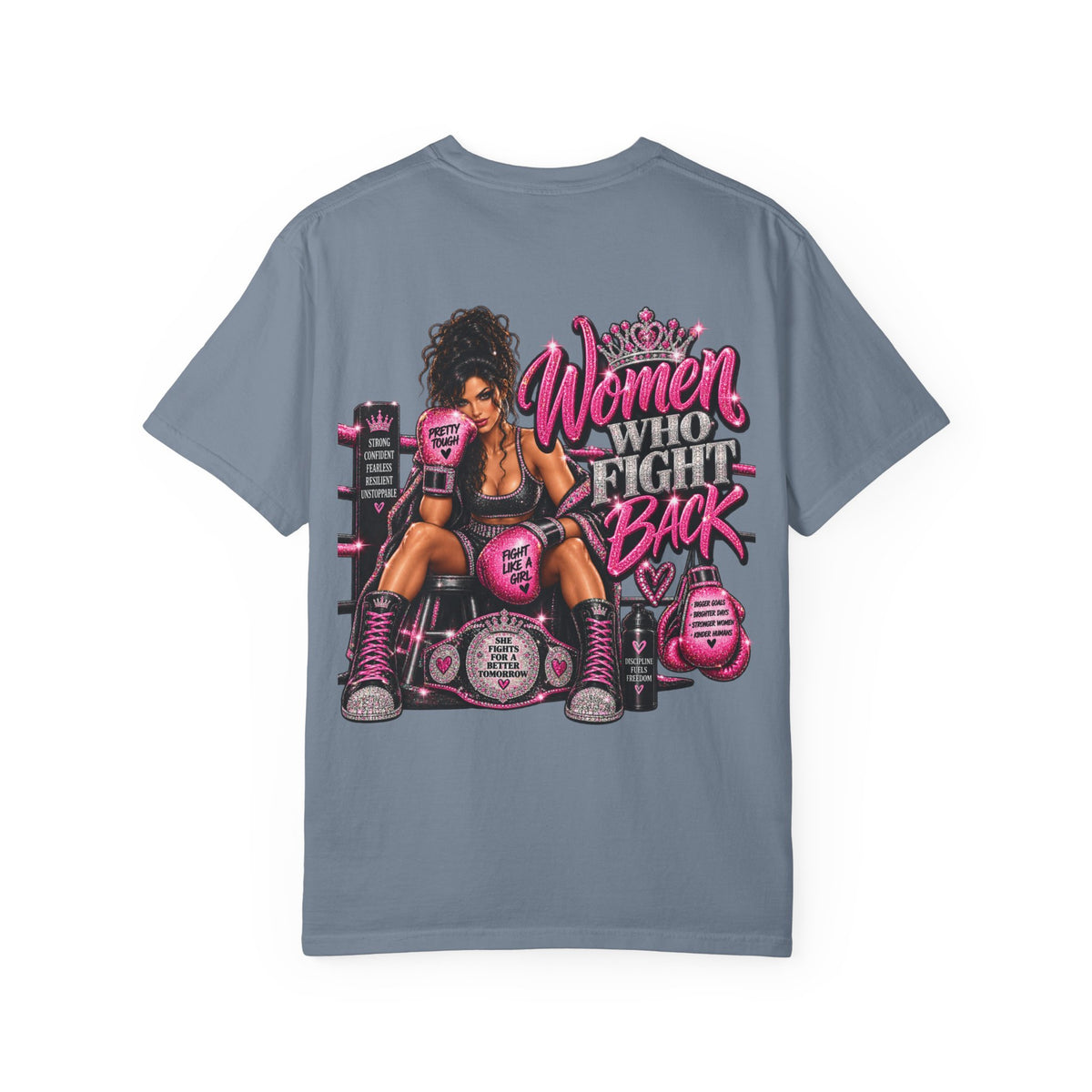 Women Who Fight Back T‑Shirt — Empowerment Boxing Graphic Tee