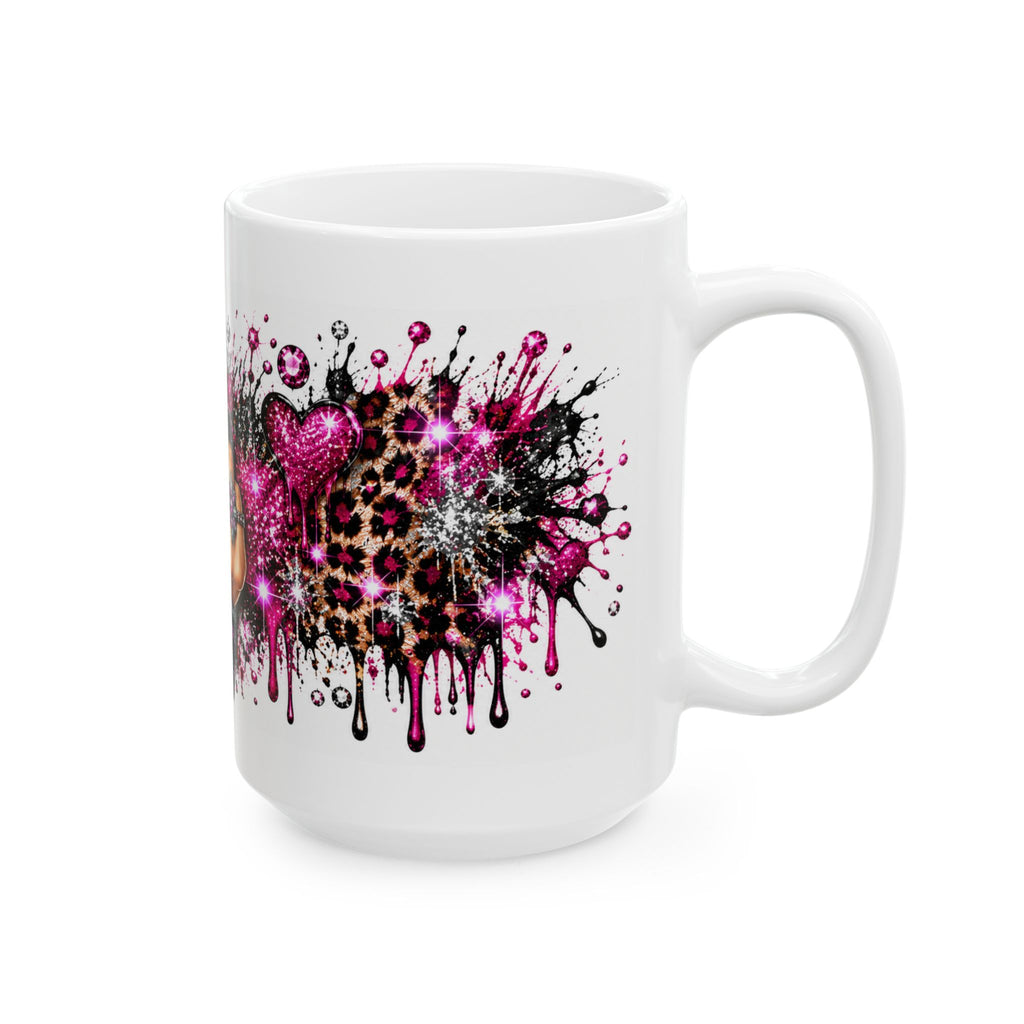 Pink Glitter Middle Finger Mug — Sassy Attitude Ceramic Coffee Cup (11oz & 15oz)