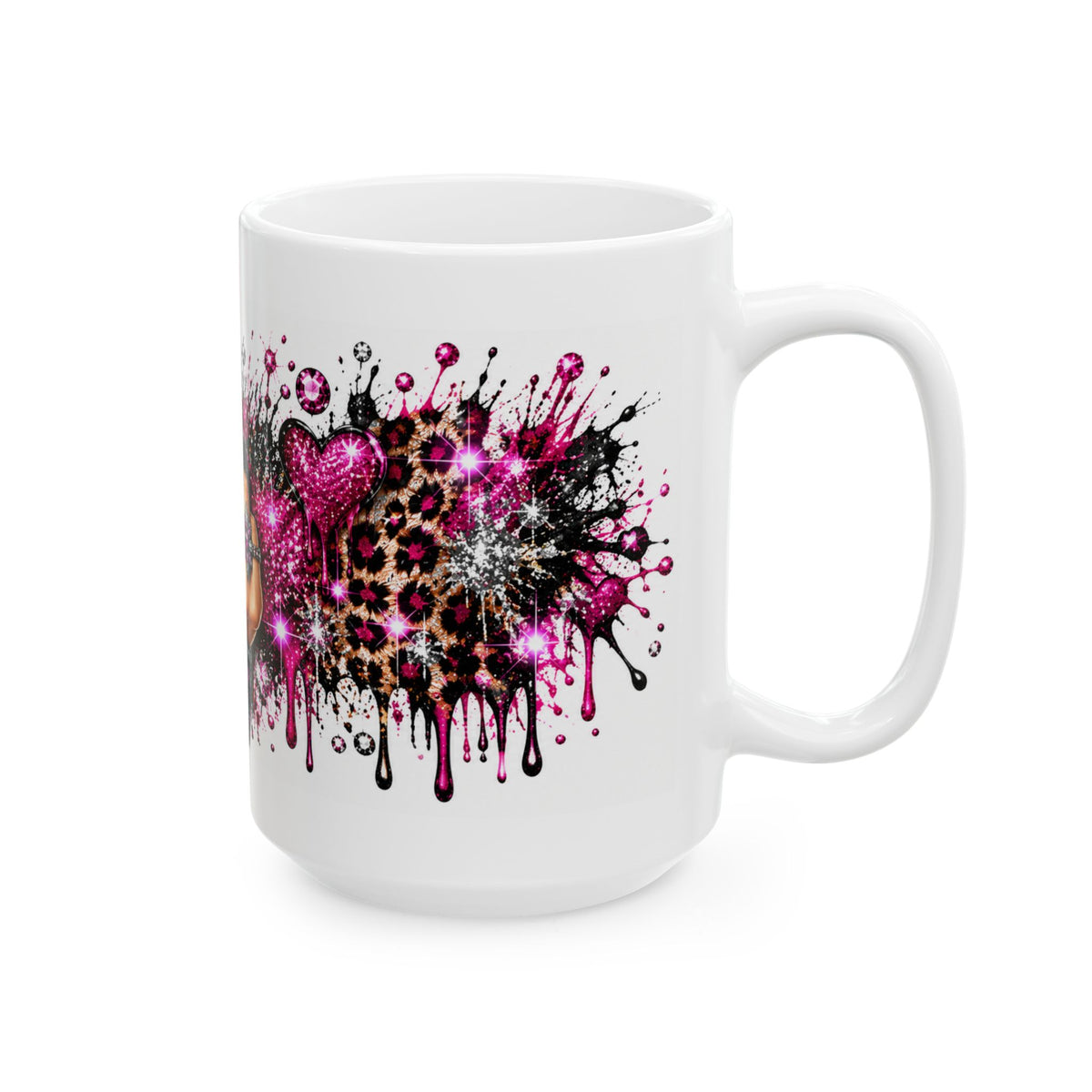 Pink Glitter Middle Finger Mug — Sassy Attitude Ceramic Coffee Cup (11oz & 15oz)