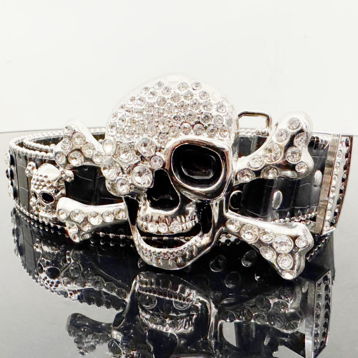 Skull Punk Belt with Rhinestones
