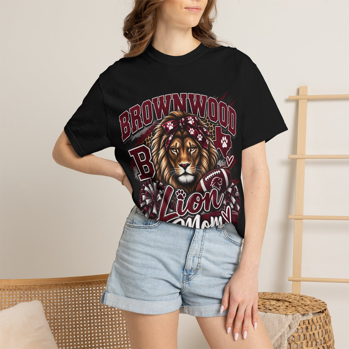 Brownwood Lion Mom T‑Shirt — High School Mascot Football Mom Tee