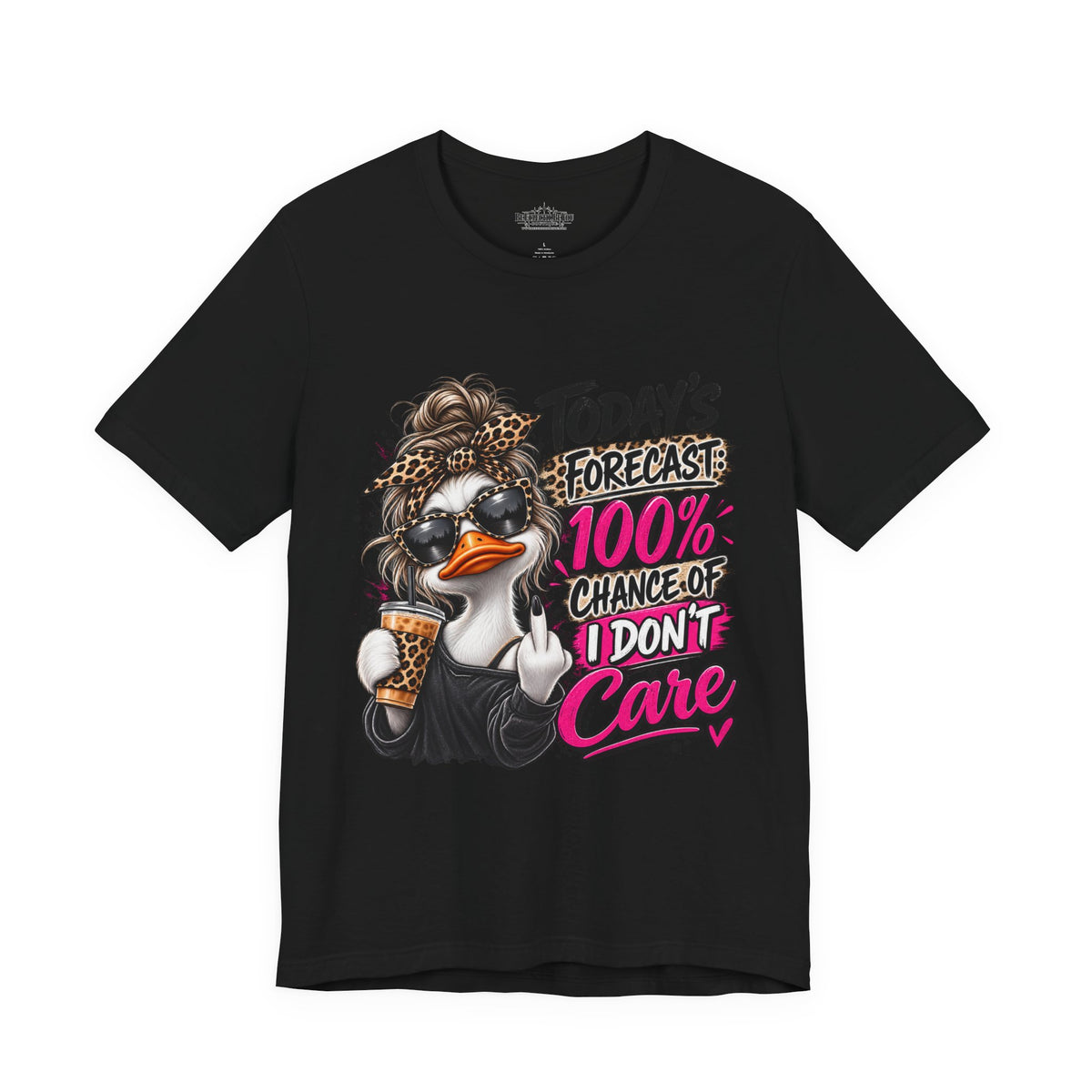 Today's Forecast 100% Chance of I Don't Care Funny Duck Graphic Tee