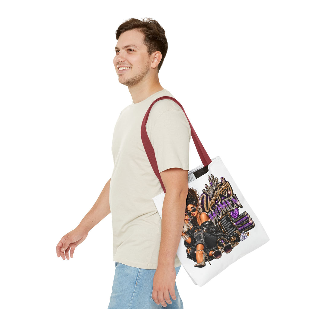 Unapologetically Woman Tote Bag — Empowered Black Queen Graphic Tote
