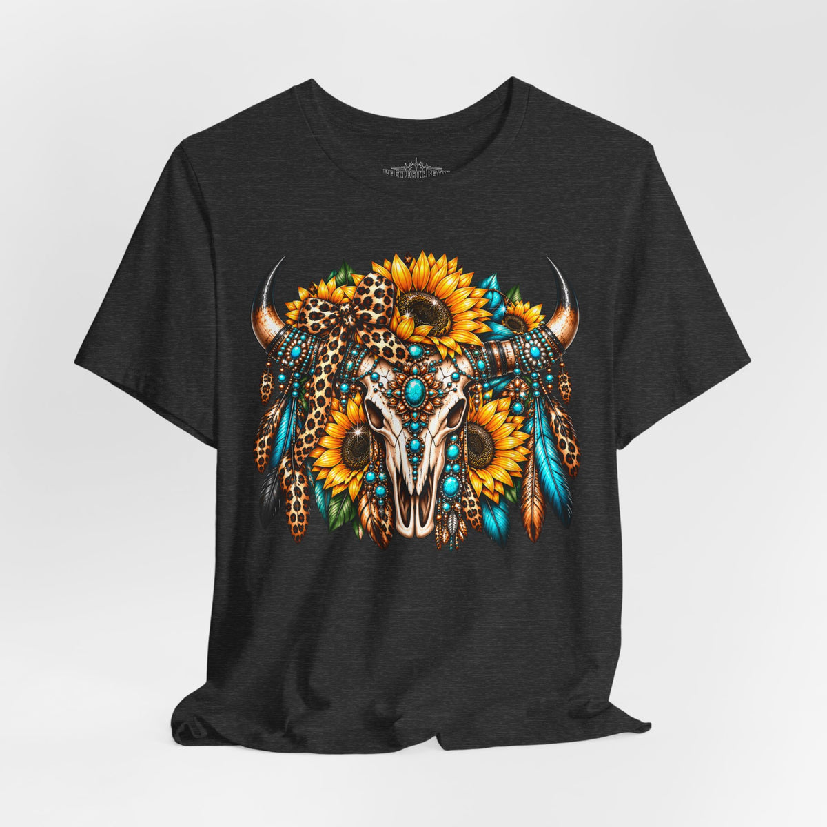 Boho Buffalo Skull Sunflower T-Shirt