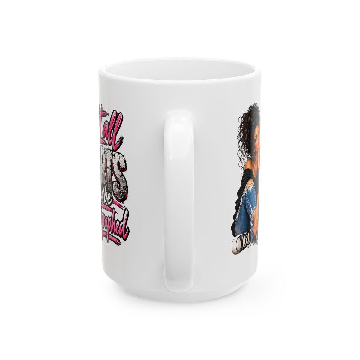 Ceramic Mug — "Not All Curves Should Be Photographed" Graphic Mug with Stylish Woman Illustration