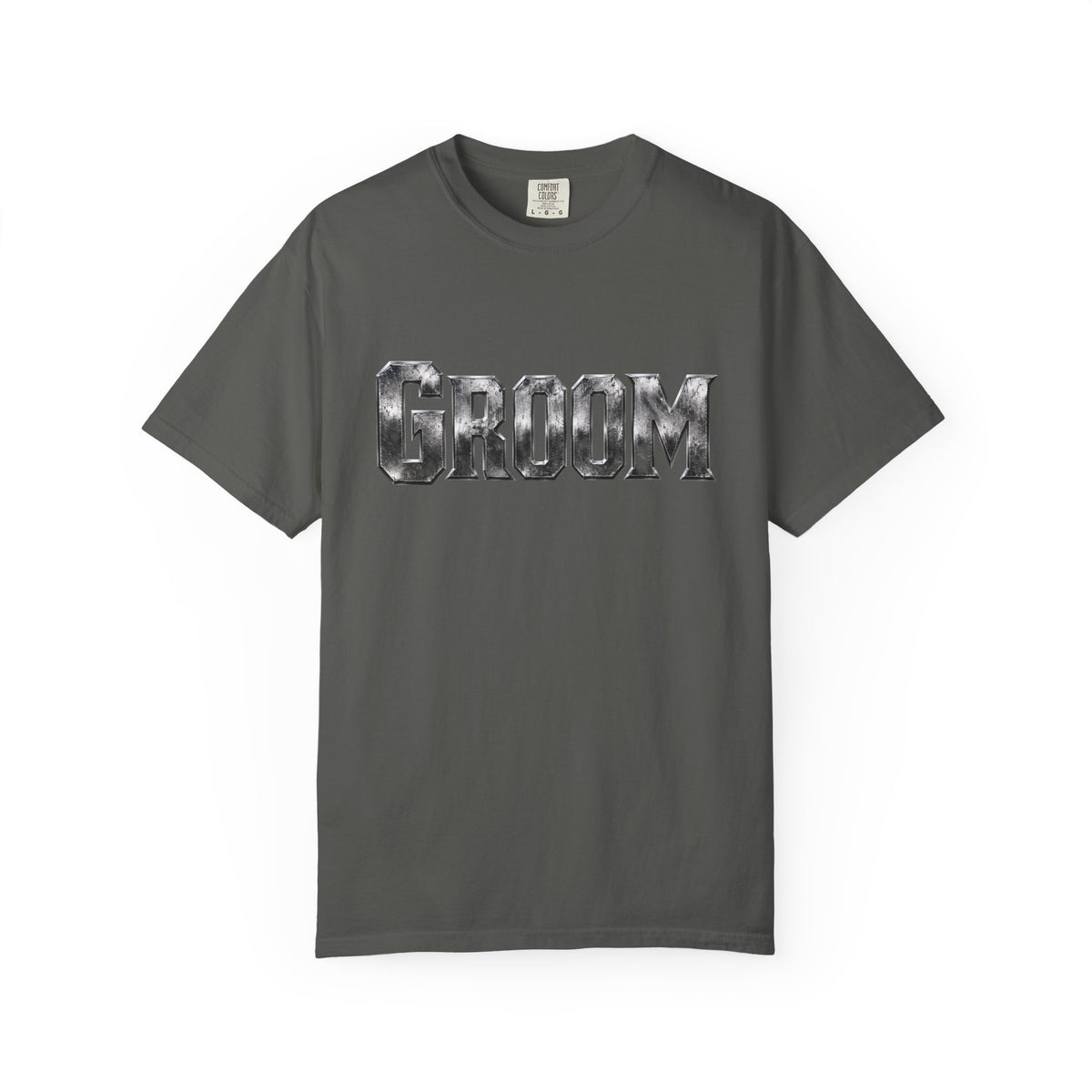 Groom Graphic T-Shirt — Metallic Lettering Wedding Tee for Grooms