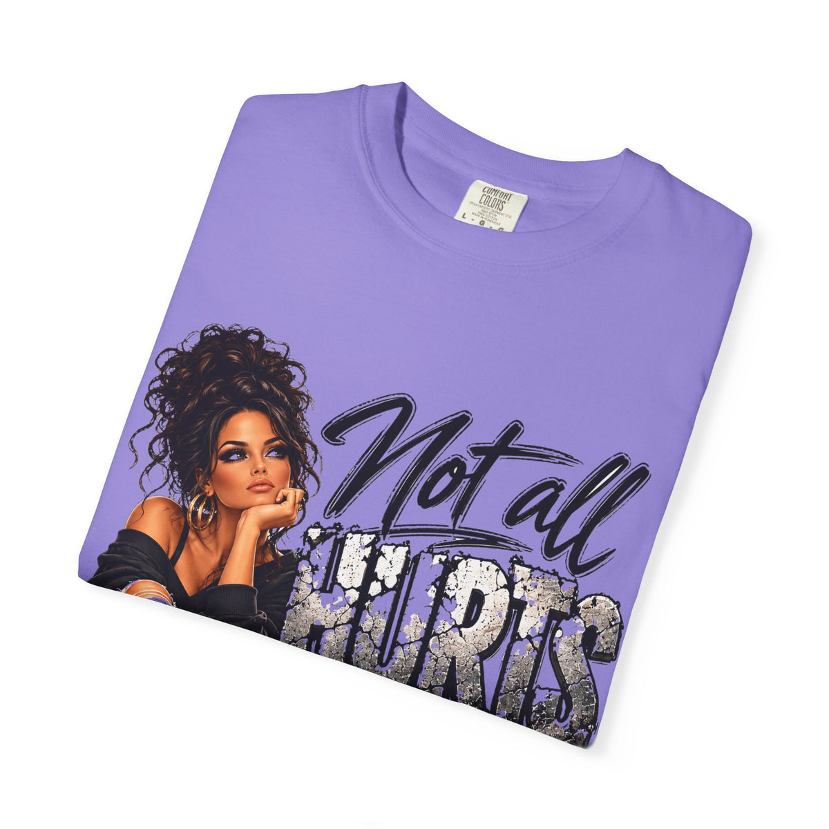 T-Shirt — "Not All Hurts Can Be Photographed" Graphic Tee (Sad Girl Illustration)