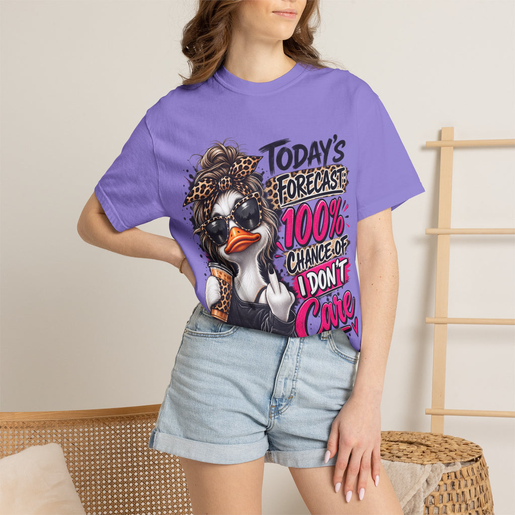 Graphic T-Shirt — "Today's Forecast: 100% Chance I Don't Care" Duck Design