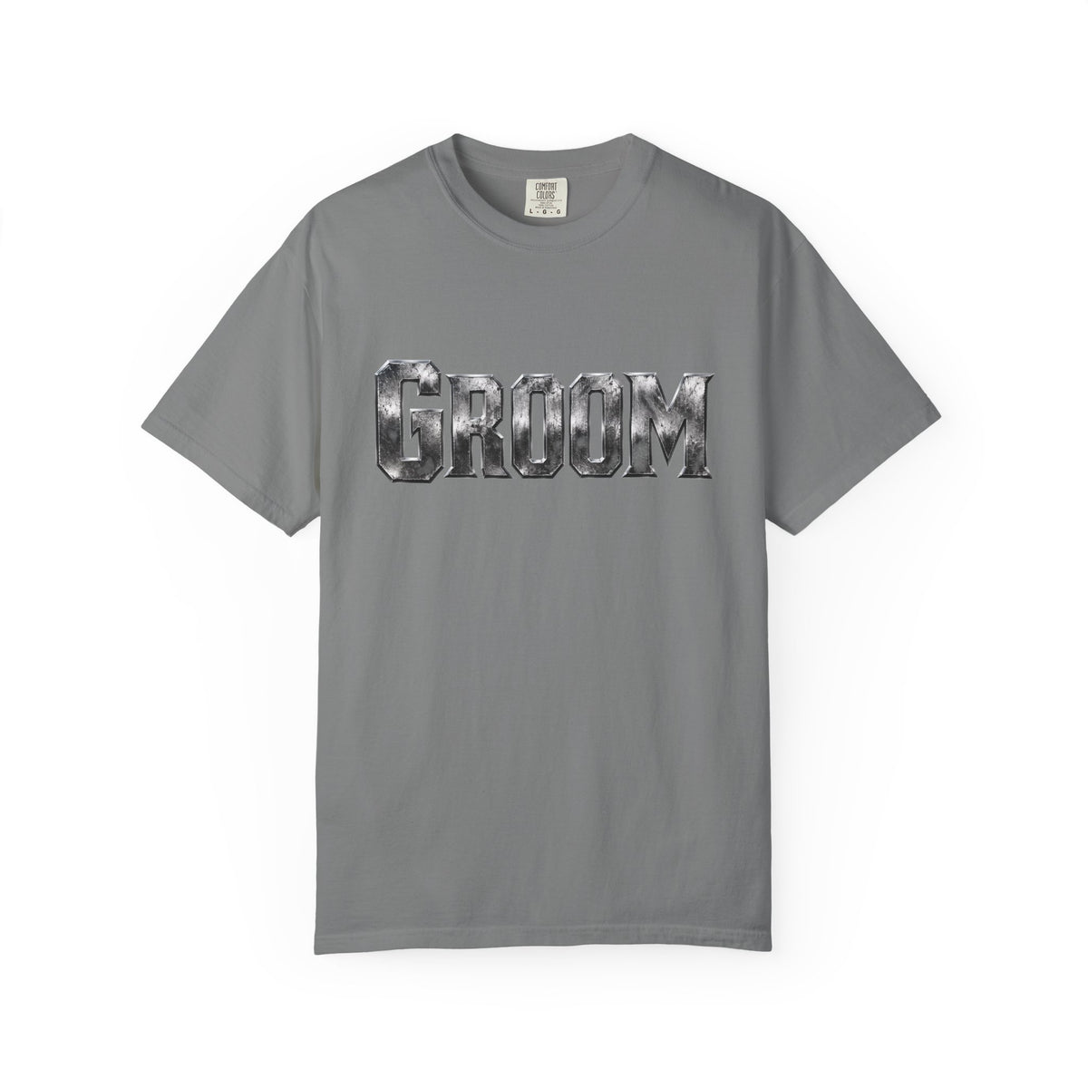 Groom Graphic T-Shirt — Metallic Lettering Wedding Tee for Grooms