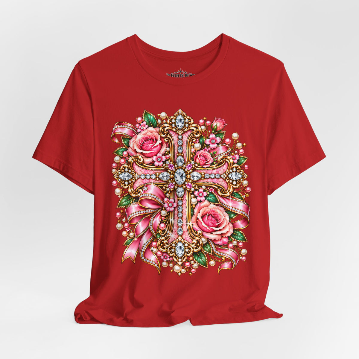 Ornate Floral Cross Rose Tee