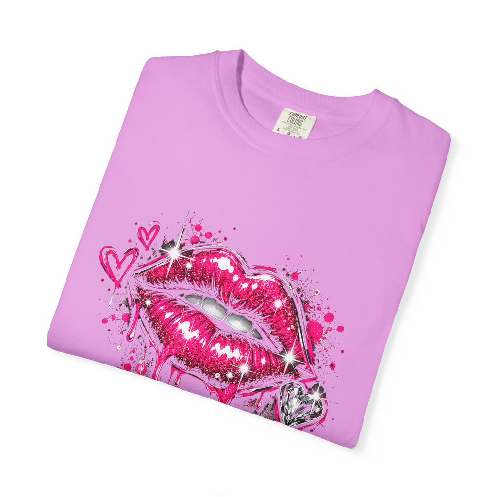 Graphic T-Shirt — Pink Lip Art & 'Backup!' Slogan Tee