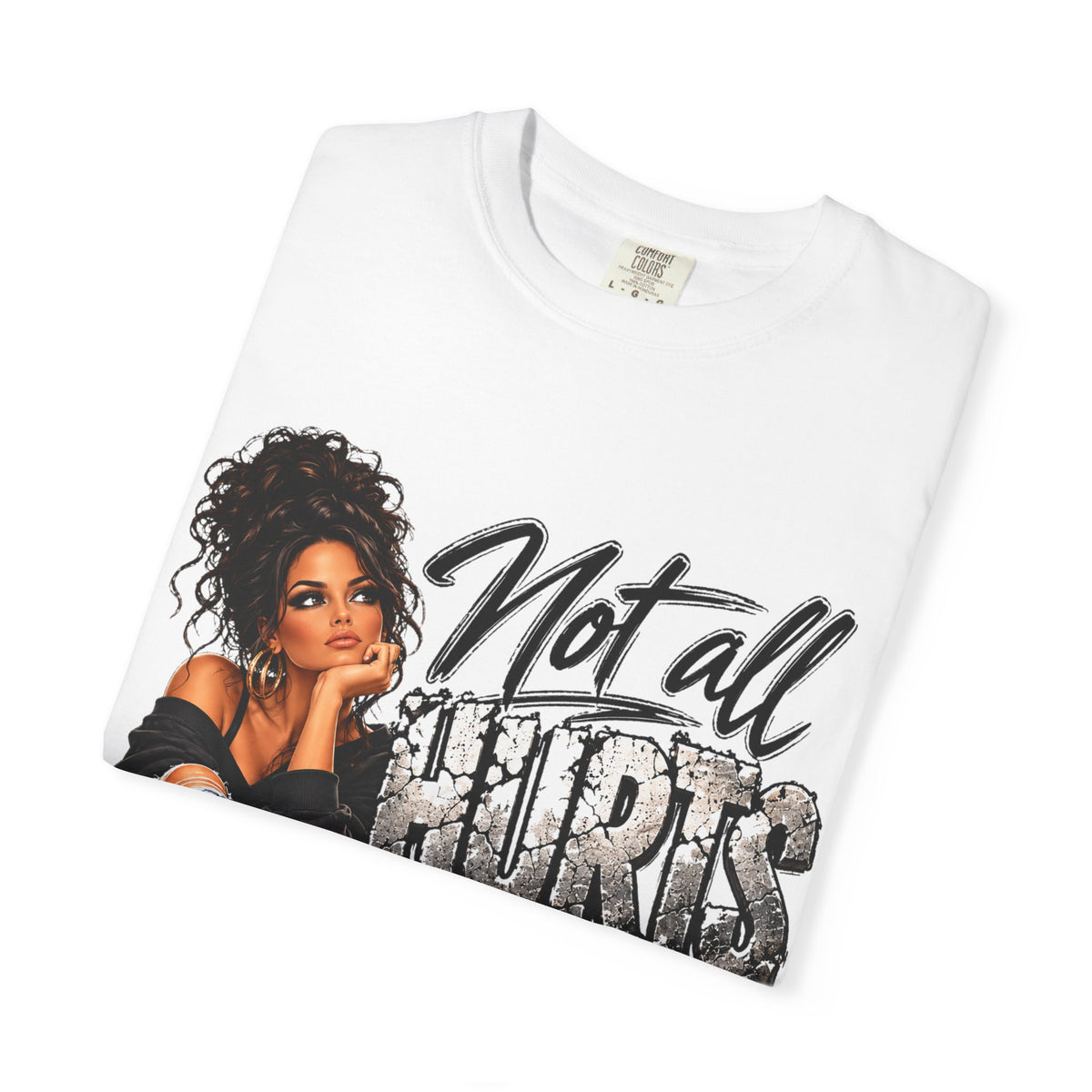 T-Shirt — "Not All Hurts Can Be Photographed" Graphic Tee (Sad Girl Illustration)