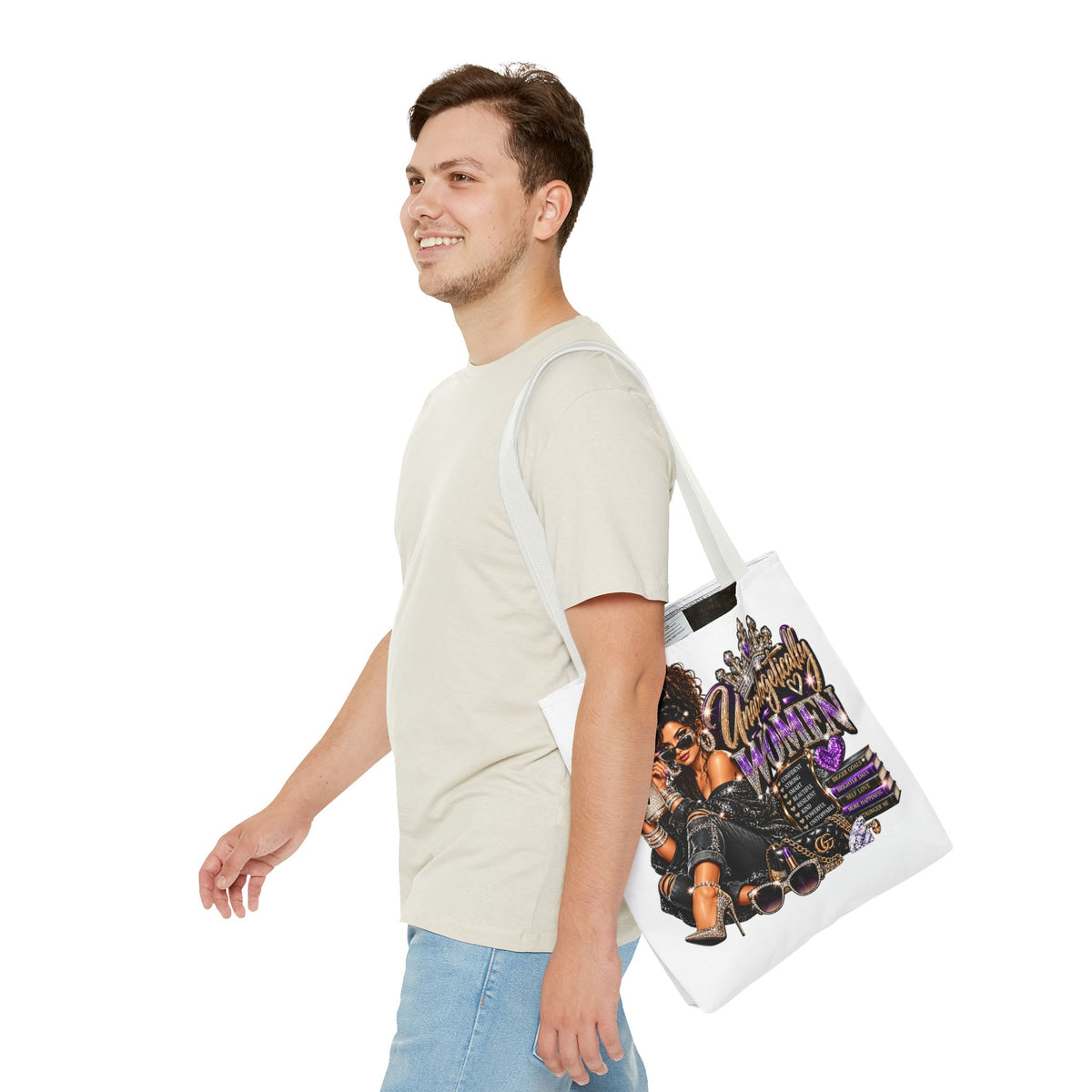 Unapologetically Woman Tote Bag — Empowered Black Queen Graphic Tote