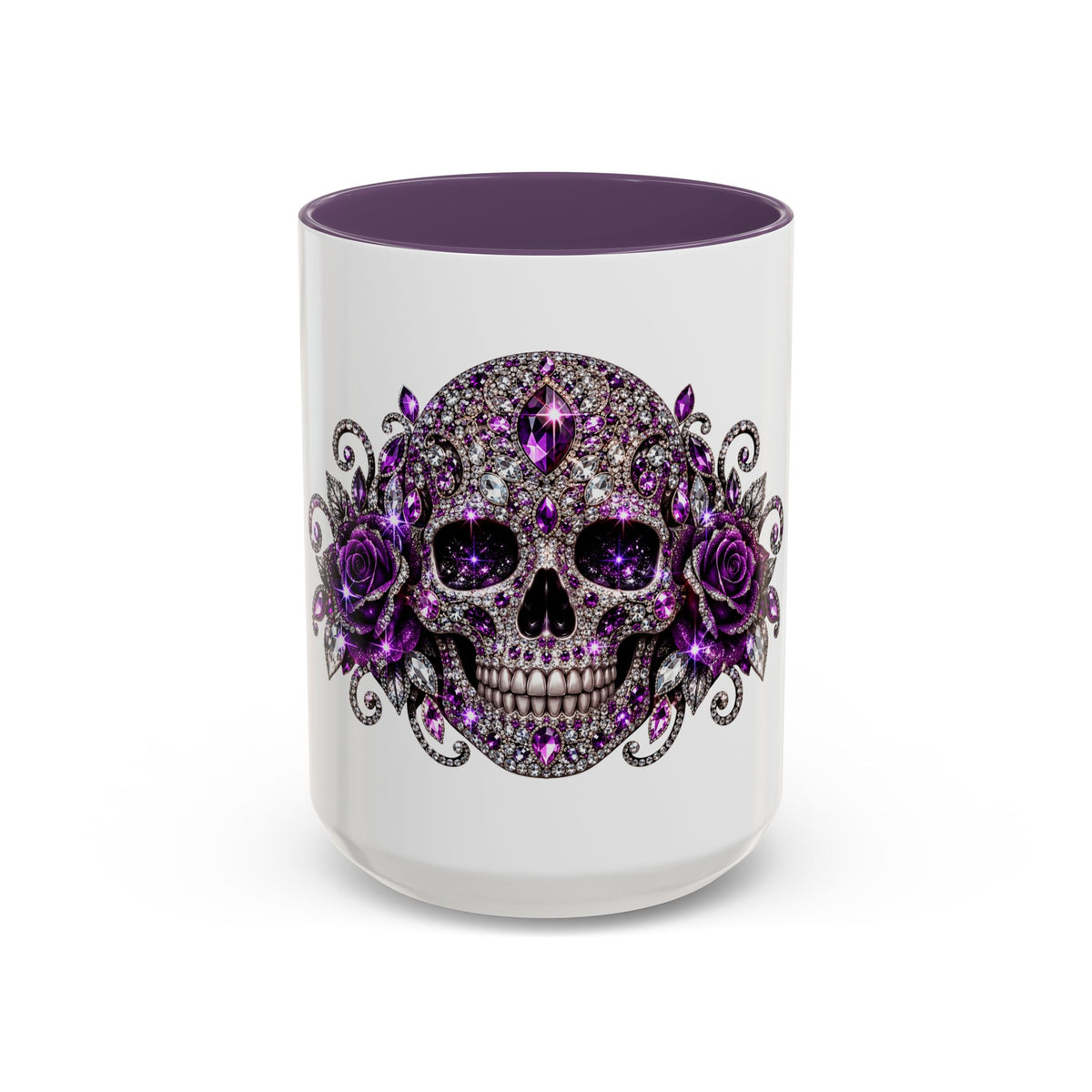 Purple Jeweled Skull Coffee Mug — Gothic Accent Tea Cup