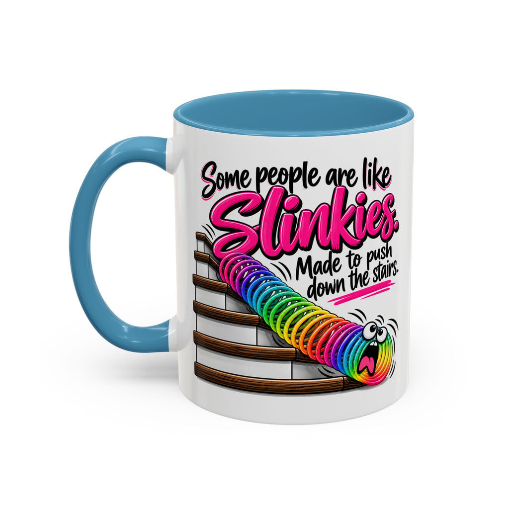 Funny 'Some People Are Like Slinkies' Accent Coffee Mug – Humorous Rainbow Slinky Gift