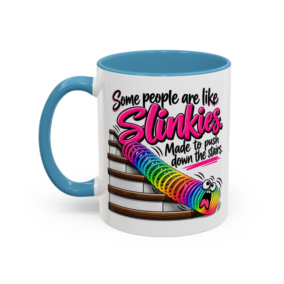 Funny 'Some People Are Like Slinkies' Accent Coffee Mug – Humorous Rainbow Slinky Gift