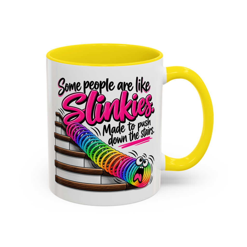 Funny 'Some People Are Like Slinkies' Accent Coffee Mug – Humorous Rainbow Slinky Gift