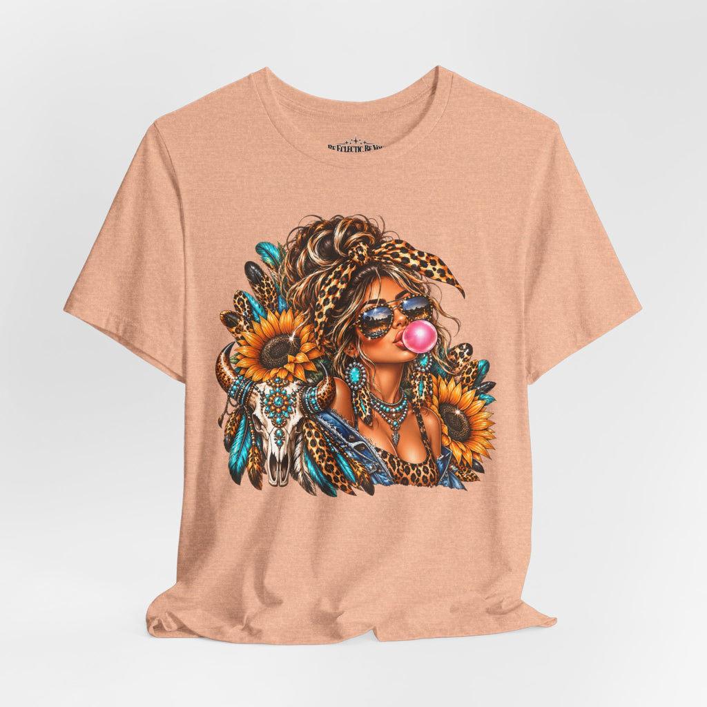 Boho Woman with Sunflowers Graphic T-Shirt