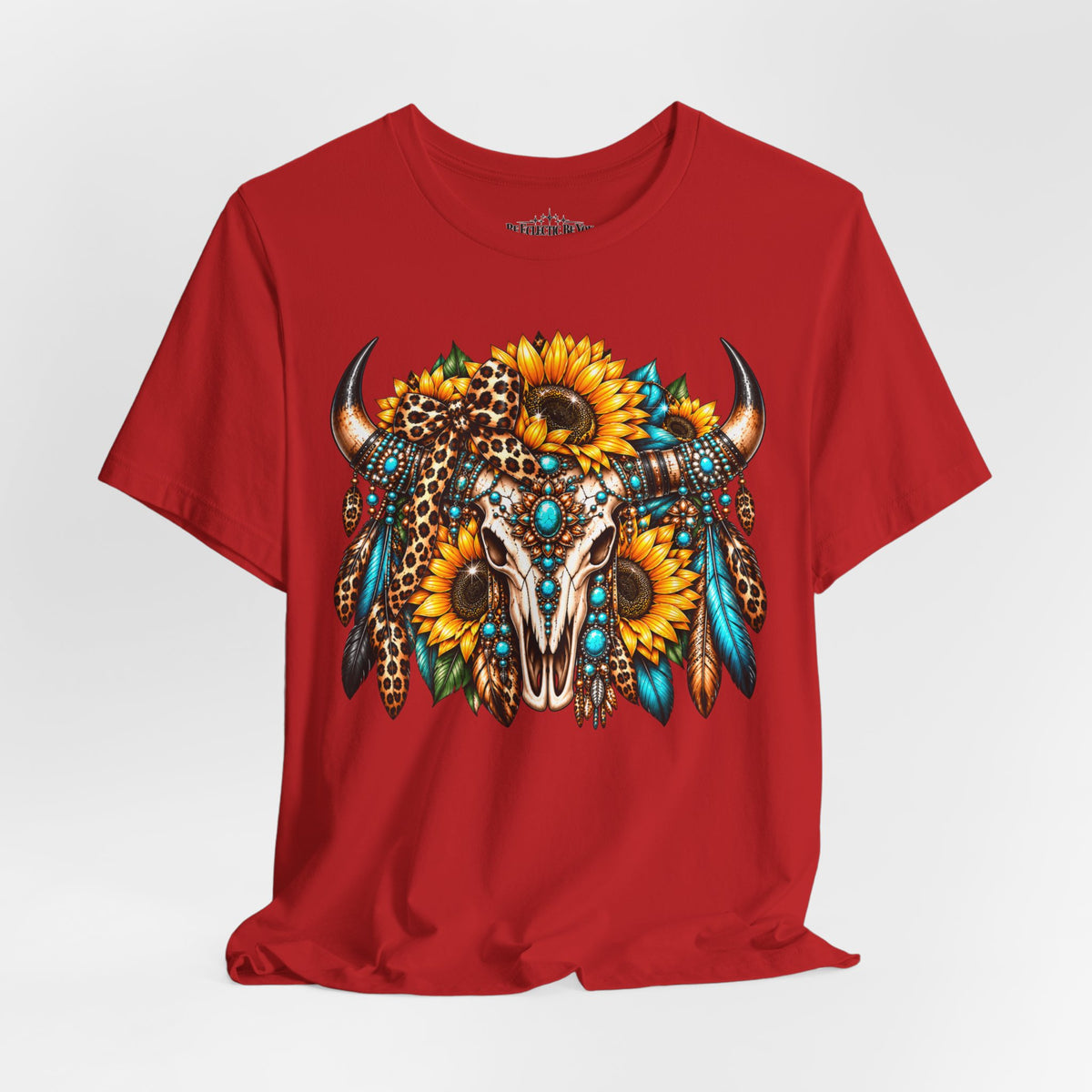 Boho Buffalo Skull Sunflower T-Shirt