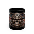 Skull & American Flag Black Mug — Gothic Biker Coffee Cup (11oz/15oz)