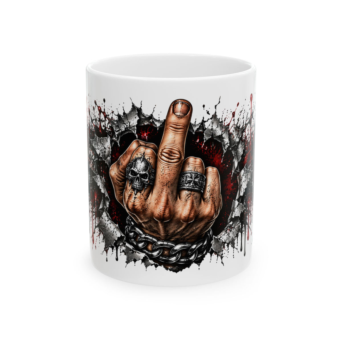 Rebel Skull Middle Finger Ceramic Mug (11oz & 15oz)