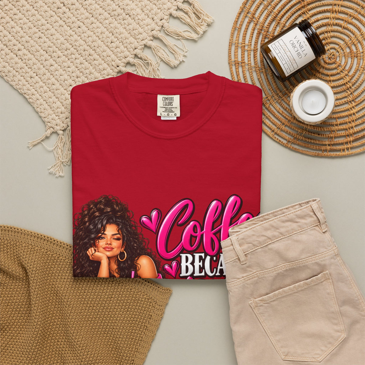 T-Shirt — "Coffee Because Adulting Is Hard" Graphic Tee (Cute Girl Illustration)