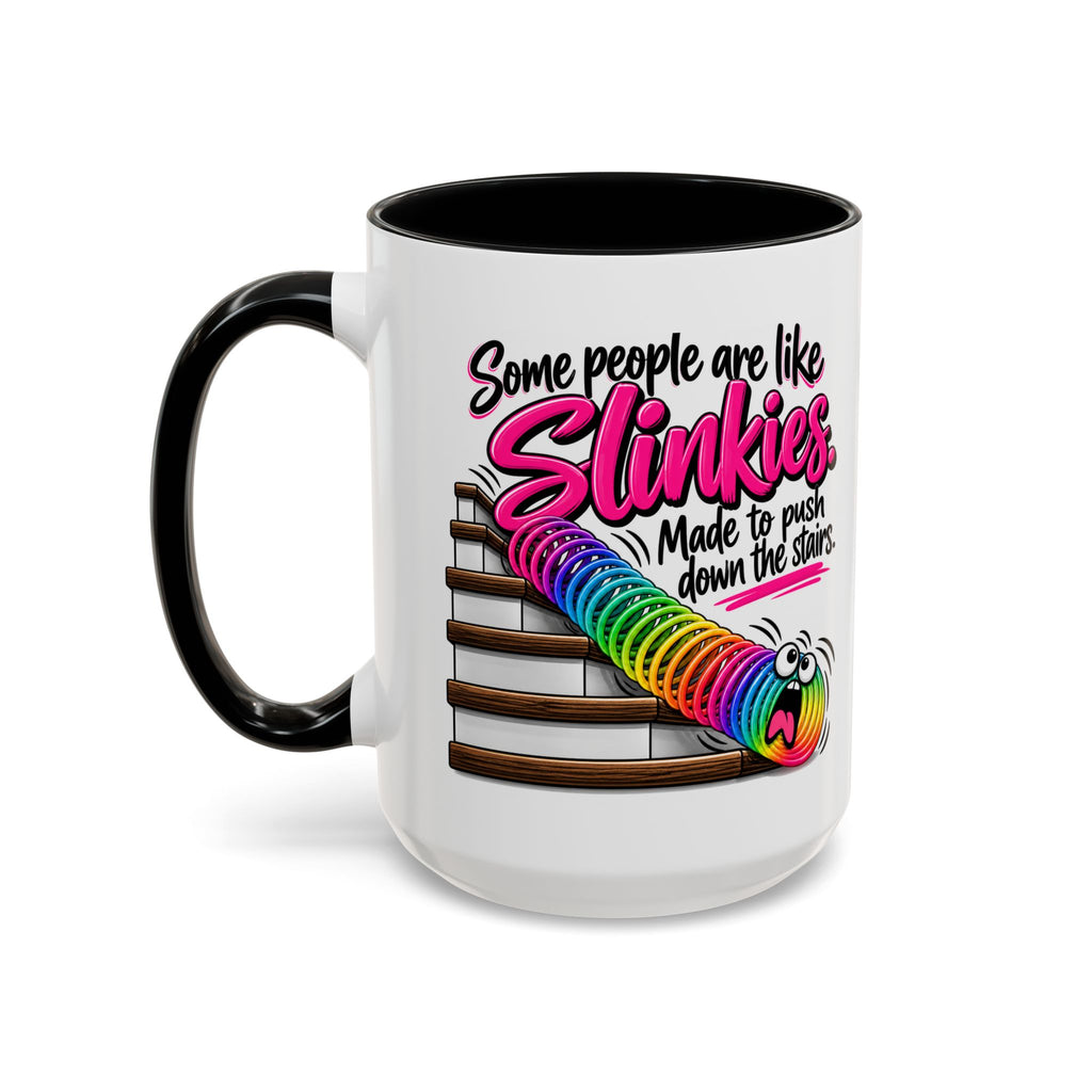 Funny 'Some People Are Like Slinkies' Accent Coffee Mug – Humorous Rainbow Slinky Gift