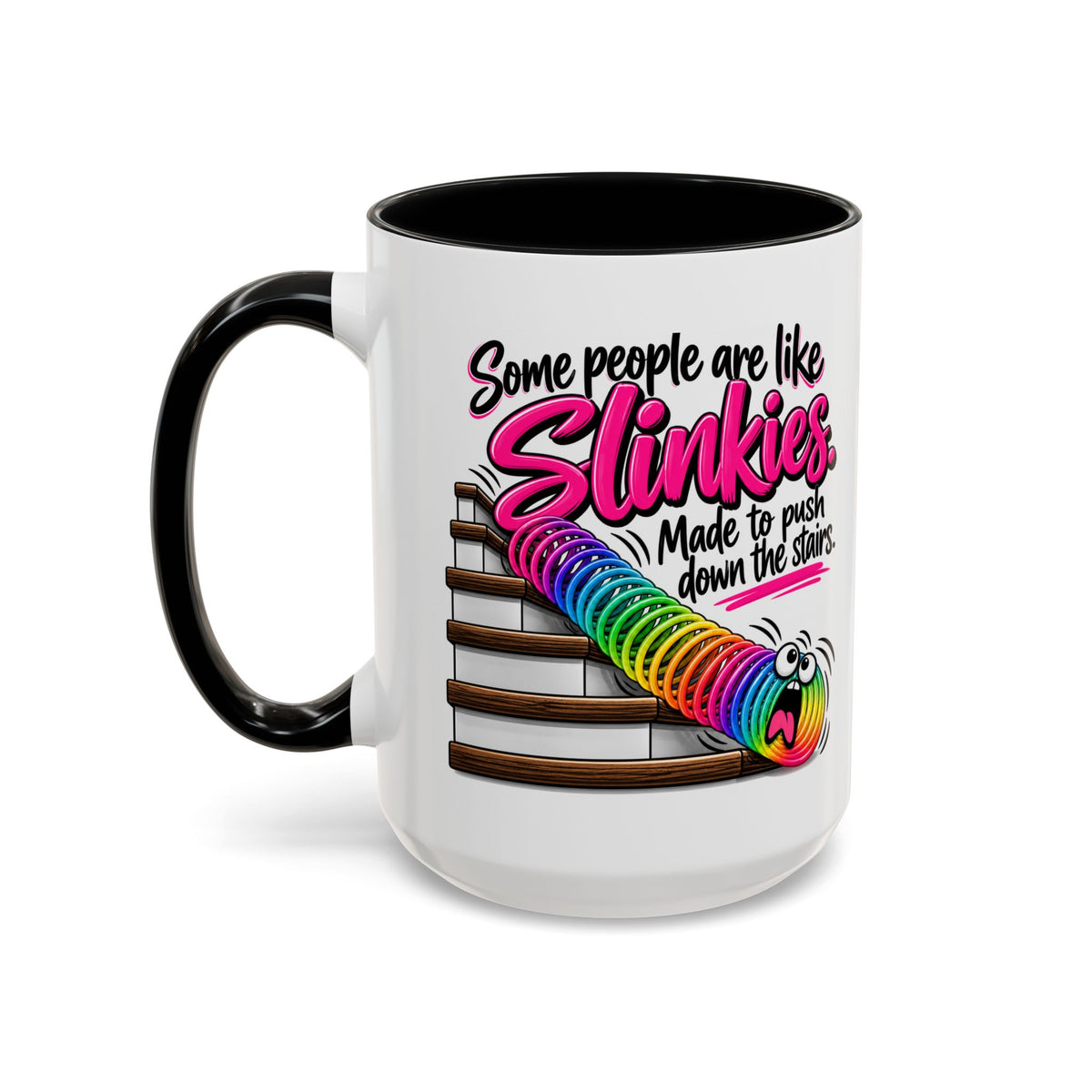 Funny 'Some People Are Like Slinkies' Accent Coffee Mug – Humorous Rainbow Slinky Gift