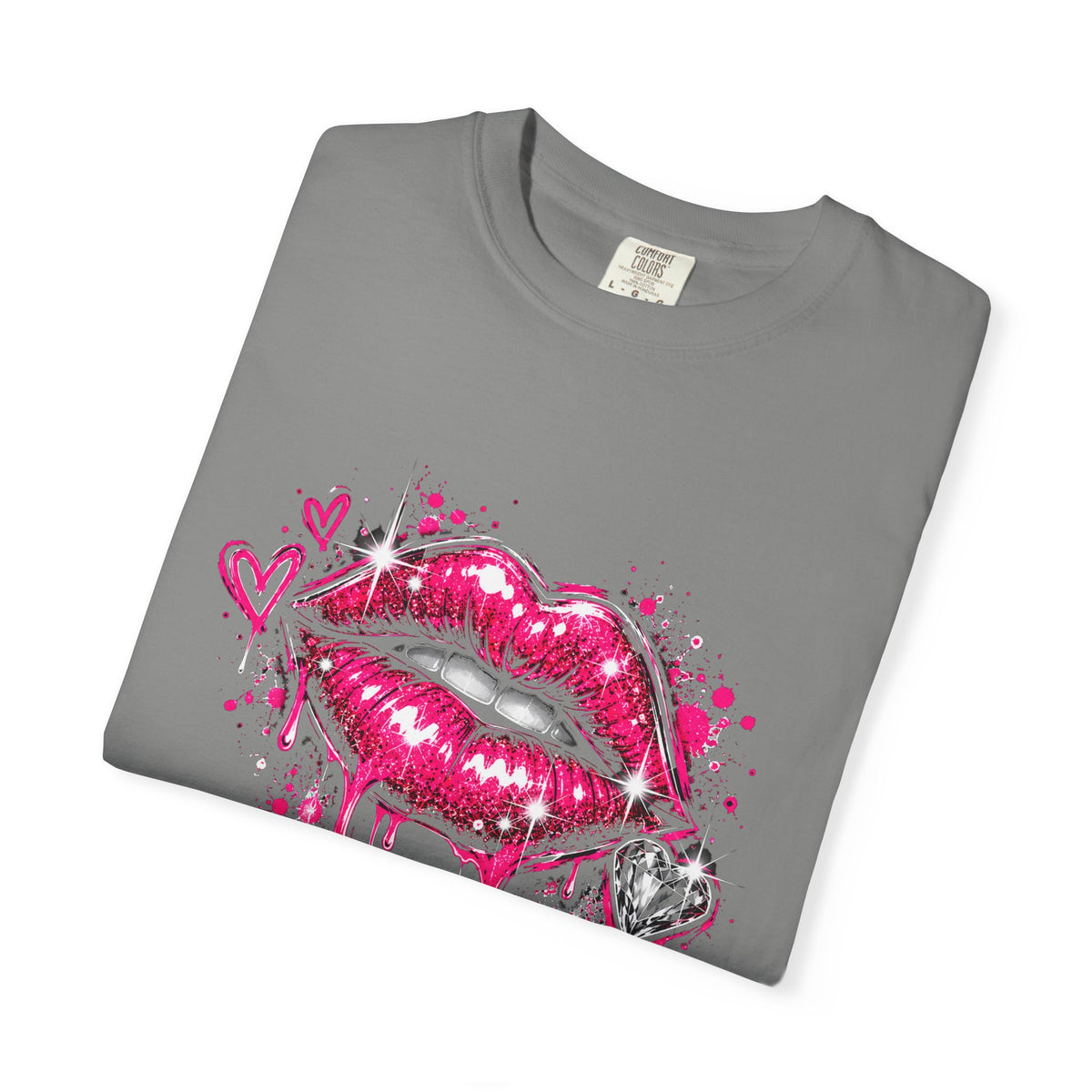Graphic T-Shirt — Pink Lip Art & 'Backup!' Slogan Tee
