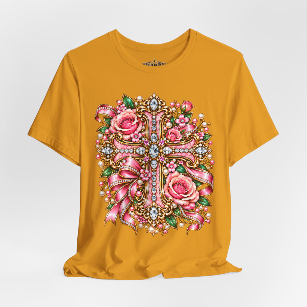 Ornate Floral Cross Rose Tee