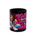 Coffee Because Adulting Is Hard Black Mug — Funny Inspirational Coffee Cup