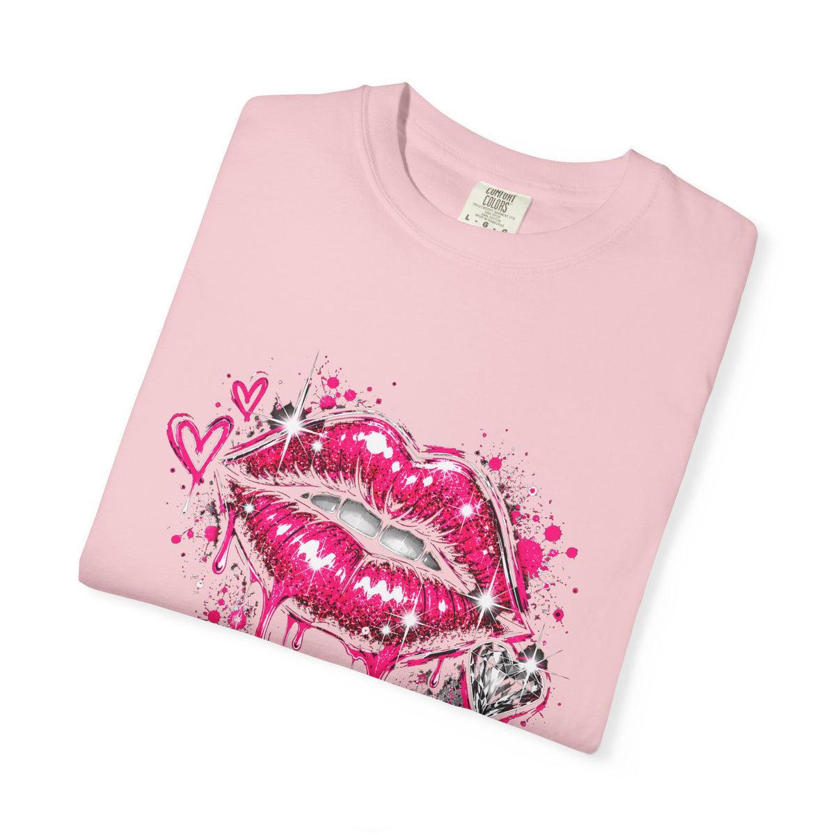Graphic T-Shirt — Pink Lip Art & 'Backup!' Slogan Tee
