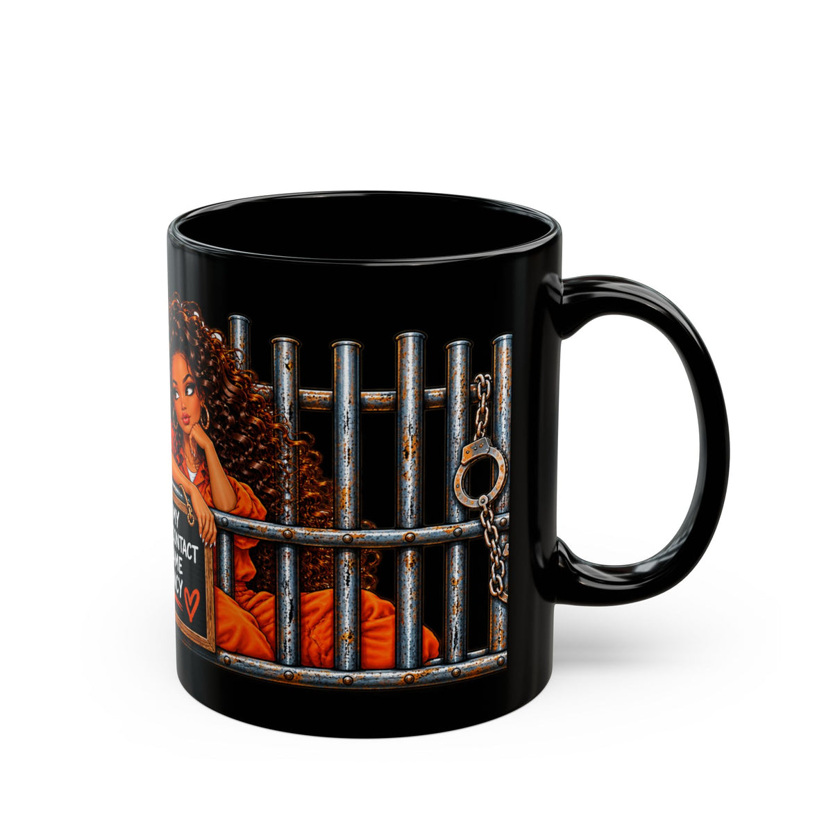 Black Mug - "Me and My Emergency Contact in the Same Emergency" Graphic Coffee Mug