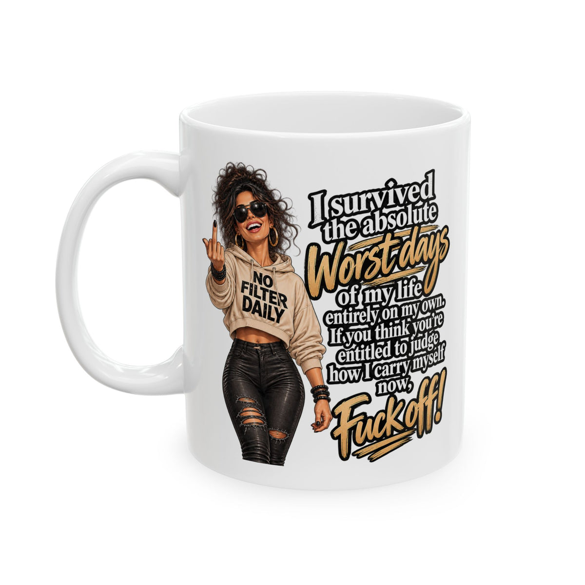 Sassy Black Woman Graphic Mug — "Some Days I Just Want To Be Left The Hell Alone" Ceramic Coffee Cup (11oz/15oz)
