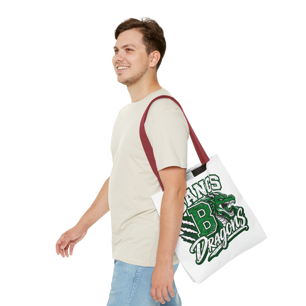 Bangs Dragons Tote Bag — Green Mascot Dragon School Spirit Tote