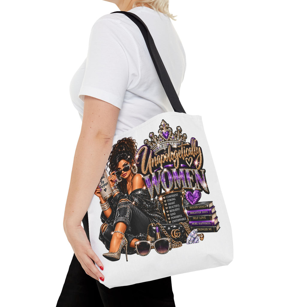 Unapologetically Woman Tote Bag — Empowered Black Queen Graphic Tote